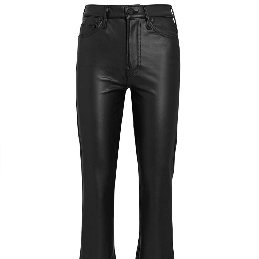 MOTHER The Insider Ankle Faux Leather Jeans